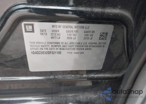 2013 Buick Lacrosse Leather Group z USA, uszkodzony, nr VIN 1G4GC5E32DF321199